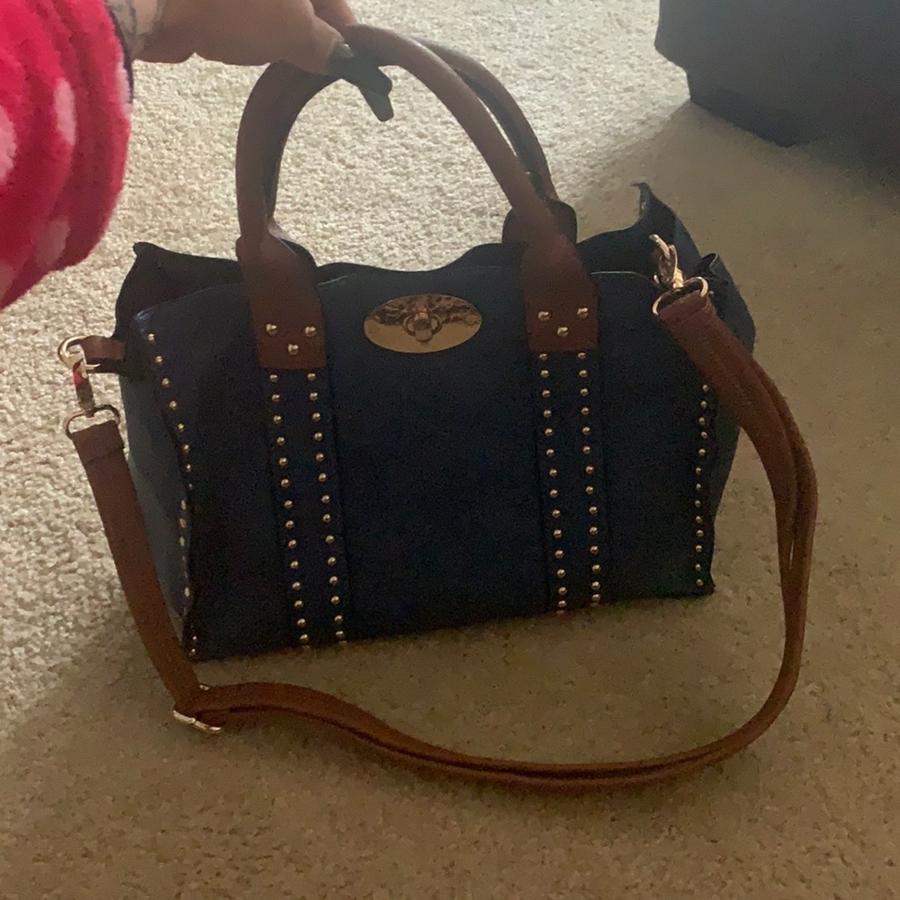 A 3 in 1 genuine leather navy crossbody